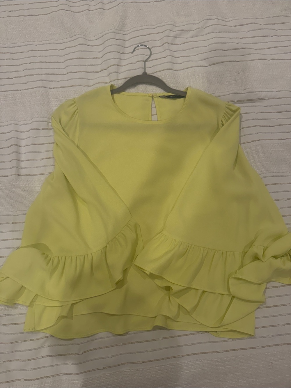 Ruffle Sleeve Lightweight Blouse - Yellow